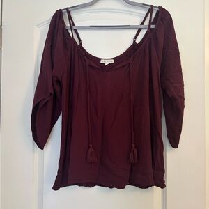 Socialite Burgundy Off-Shoulder Blouse